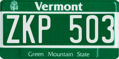 VT license plate ZKP503