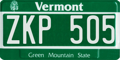 VT license plate ZKP505