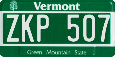 VT license plate ZKP507