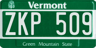 VT license plate ZKP509