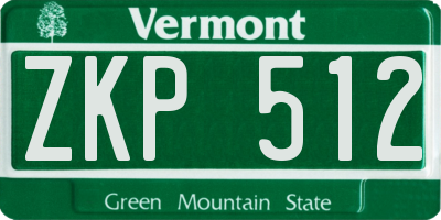 VT license plate ZKP512