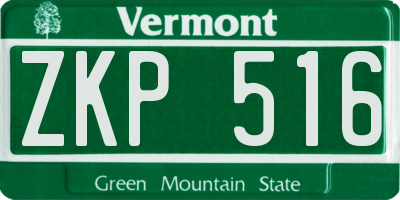 VT license plate ZKP516