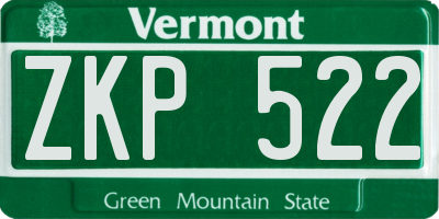 VT license plate ZKP522