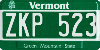 VT license plate ZKP523