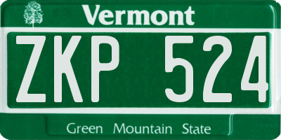 VT license plate ZKP524