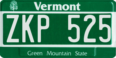 VT license plate ZKP525