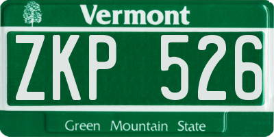 VT license plate ZKP526