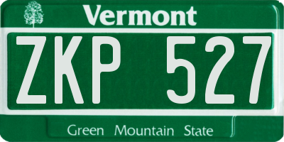 VT license plate ZKP527