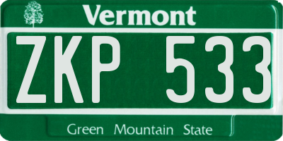 VT license plate ZKP533