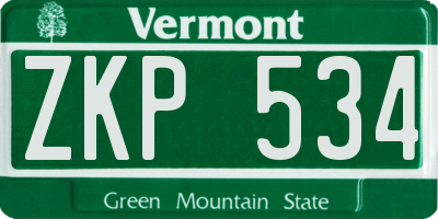 VT license plate ZKP534