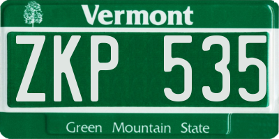 VT license plate ZKP535