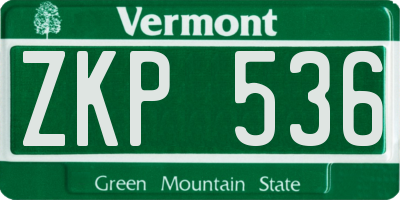 VT license plate ZKP536