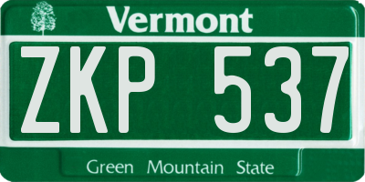 VT license plate ZKP537