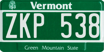 VT license plate ZKP538