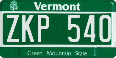 VT license plate ZKP540