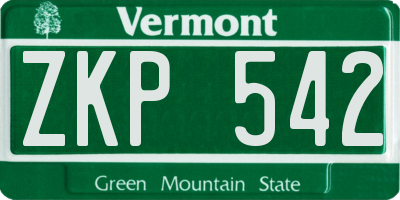 VT license plate ZKP542