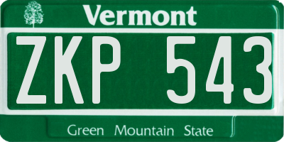 VT license plate ZKP543