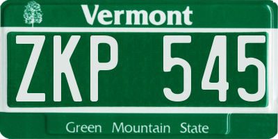 VT license plate ZKP545