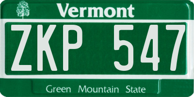 VT license plate ZKP547