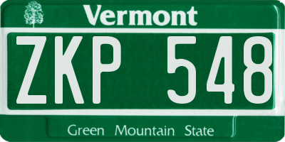 VT license plate ZKP548