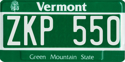 VT license plate ZKP550