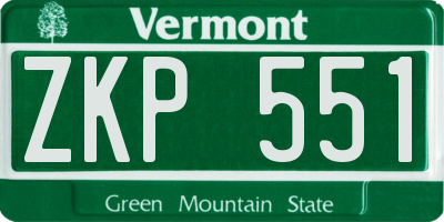 VT license plate ZKP551