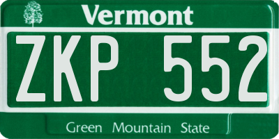 VT license plate ZKP552