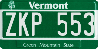 VT license plate ZKP553