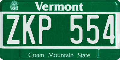 VT license plate ZKP554