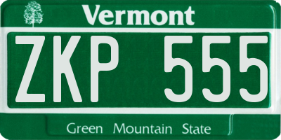 VT license plate ZKP555