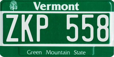 VT license plate ZKP558