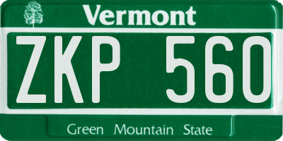 VT license plate ZKP560