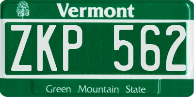 VT license plate ZKP562