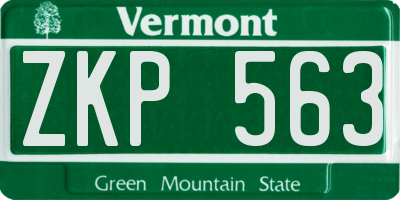 VT license plate ZKP563