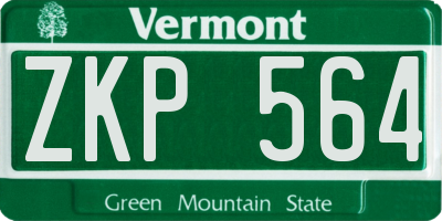 VT license plate ZKP564
