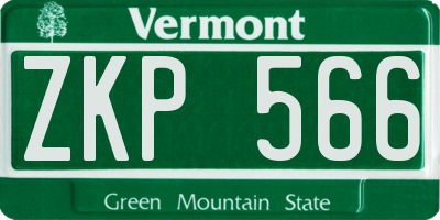 VT license plate ZKP566