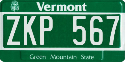 VT license plate ZKP567