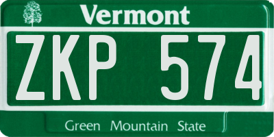 VT license plate ZKP574