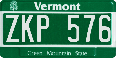 VT license plate ZKP576