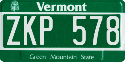 VT license plate ZKP578