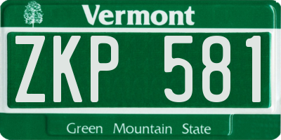 VT license plate ZKP581