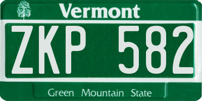 VT license plate ZKP582