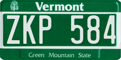 VT license plate ZKP584