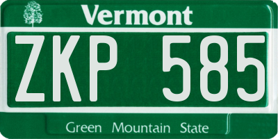 VT license plate ZKP585