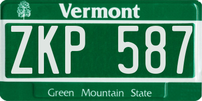 VT license plate ZKP587