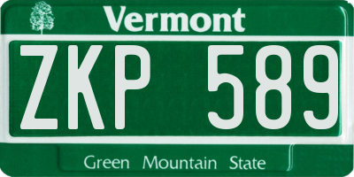 VT license plate ZKP589