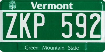 VT license plate ZKP592