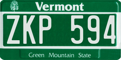 VT license plate ZKP594