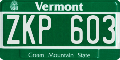VT license plate ZKP603