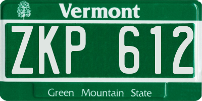 VT license plate ZKP612